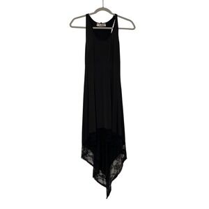 Carpe Diem Black‎ Lace Trim Handkerchief Hem Tank Dress S
